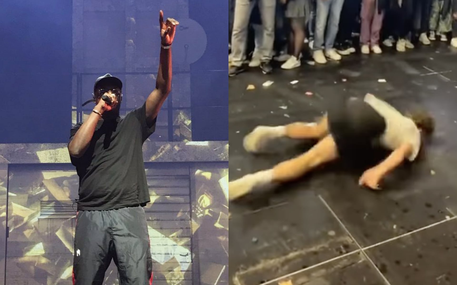 Ninho : un fan tente un salto arrière en plein concert et se rate