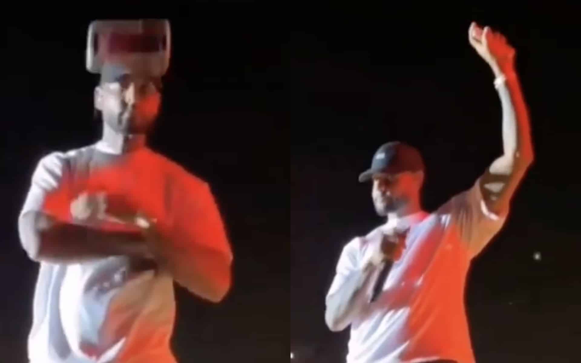 Booba ciblé par un smartphone en plein show, il a un réflexe impressionnant