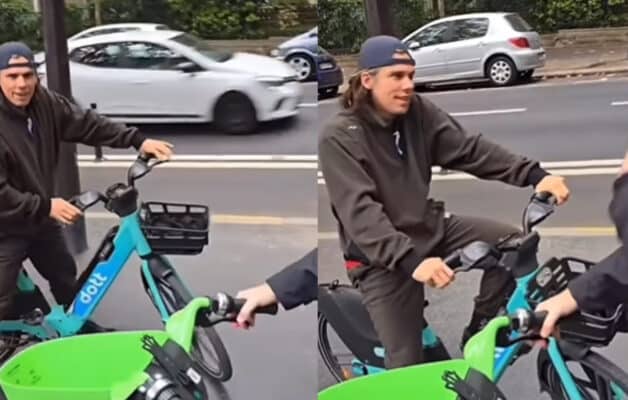 Orelsan se balade tranquillement à vélo dans les rues de Paris, la séquence fait le buzz