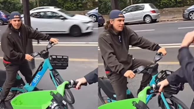 Orelsan se balade tranquillement à vélo dans les rues de Paris, la séquence fait le buzz